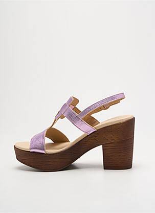 Sandale/pantofi decupați semi compensat toc de 7 la 9 cm violet QOO TUM femeie