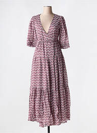 Rochie lungă imprimeu fantezie mâneci scurte violet MOLLY BRACKEN femeie
