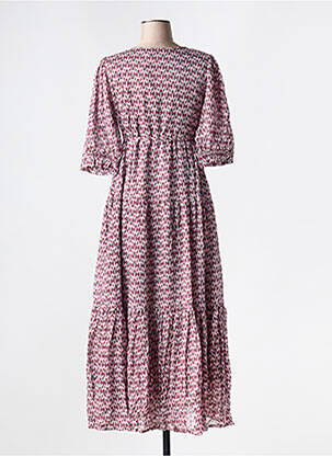 Rochie lungă imprimeu fantezie mâneci scurte violet MOLLY BRACKEN femeie