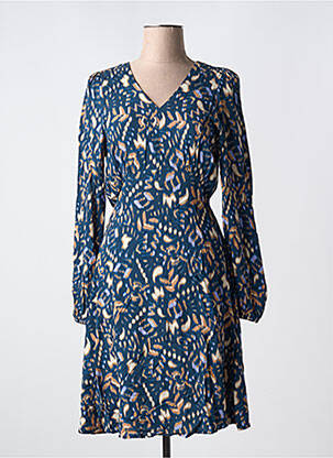 Rochie midi imprimeu fantezie mâneci lungi albastru B.YOUNG femeie