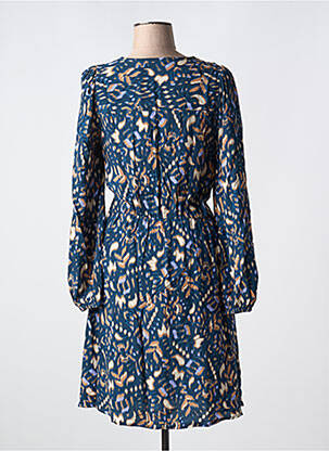Rochie midi imprimeu fantezie mâneci lungi albastru B.YOUNG femeie