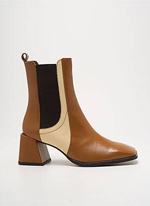 Botine/ghete material neted toc de 4 la 6 cm maro WONDERS femeie