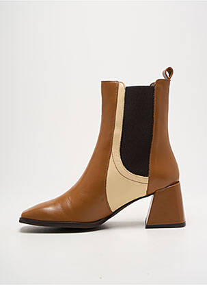 Botine/ghete material neted toc de 4 la 6 cm maro WONDERS femeie
