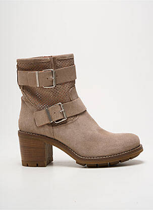 Botine/ghete nubuc toc de 7 la 9 cm bej PAOYAMA femeie
