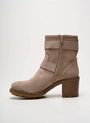 Botine/ghete nubuc toc de 7 la 9 cm bej PAOYAMA femeie