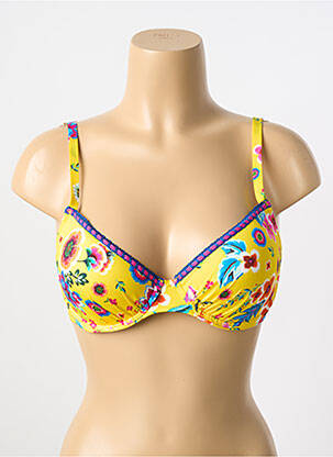Sutien de costum de baie elasticitate top sutien push-up galben ANTIGEL femeie