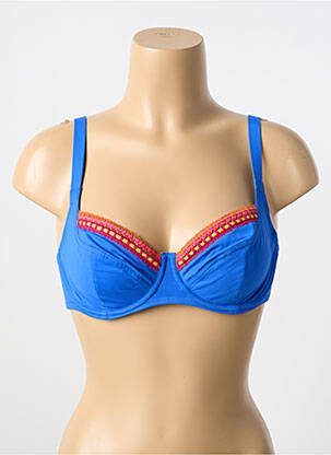Sutien de costum de baie elasticitate sutien cupe întregi cu decolteu înalt albastru ANTIGEL femeie