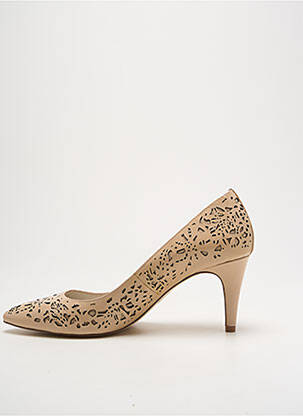 Pantofi cu toc material neted toc de 7 la 9 cm bej ANDRE femeie