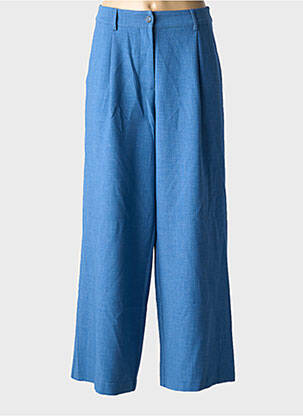 Pantalon larg țesătură poplin mărime normală albastru B.YOUNG femeie