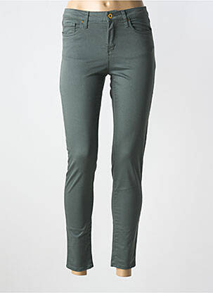 Pantalon slim țesătură poplin mărime normală verde LCDN femeie