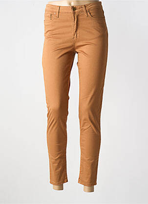 Pantalon slim țesătură poplin mărime normală maro LCDN femeie