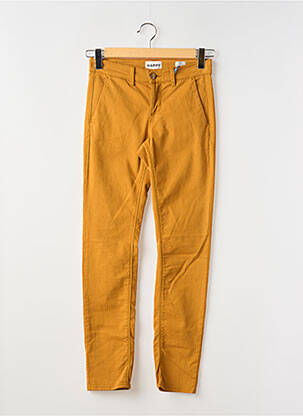 Pantalon slim țesătură poplin mărime normală galben HAPPY femeie