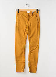 Pantalon slim țesătură poplin mărime normală galben HAPPY femme