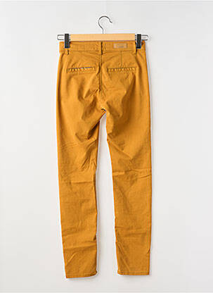 Pantalon slim țesătură poplin mărime normală galben HAPPY femeie