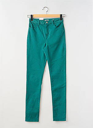 Pantalon slim țesătură poplin mărime normală verde KANOPE femeie
