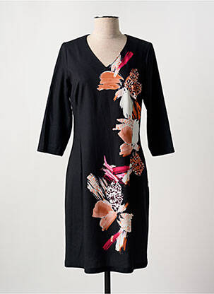 Rochie midi imprimeu floral mâneci 3/4 negru GUY DUBOUIS femeie