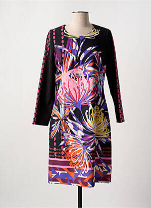Rochie midi imprimeu floral mâneci lungi negru GUY DUBOUIS femeie