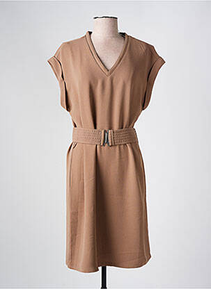 Rochie midi mâneci scurte mâneci scurte maro YAYA femeie