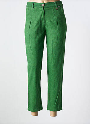 Pantalon chino închidere cu fermoar sub clapetă cu nasturi talie înaltă verde AGATHE & LOUISE femeie
