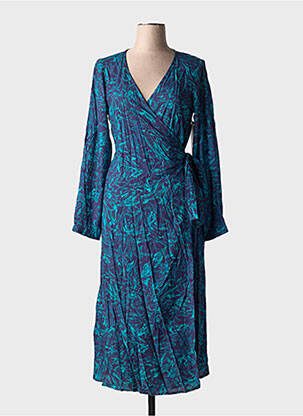Rochie midi imprimeu fantezie mâneci lungi albastru AGATHE & LOUISE femeie