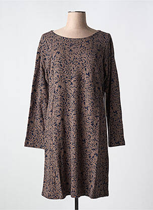 Rochie midi imprimeu fantezie mâneci lungi maro AGATHE & LOUISE femeie