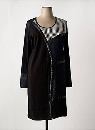 Rochie midi imprimeu fantezie mâneci lungi negru FRED SABATIER femeie