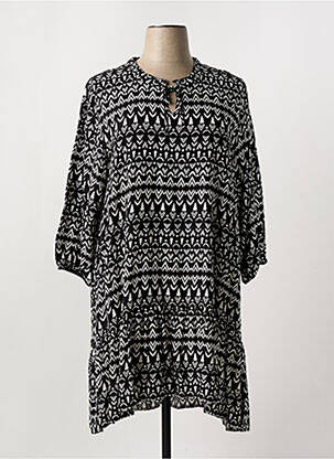 Rochie midi imprimeu fantezie mâneci lungi negru APRICO femeie