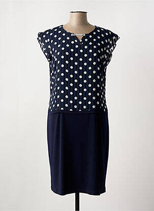 Rochie midi țesătură crep mâneci scurte albastru FRANCE RIVOIRE femeie