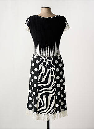 Rochie midi imprimeu fantezie mâneci scurte negru OLIVIER PHILIPS femeie