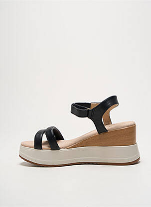 Sandale/pantofi decupați material neted toc de 7 la 9 cm negru LPB femeie