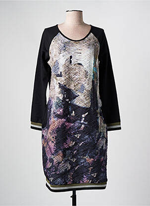 Rochie midi imprimeu fantezie mâneci lungi negru MERI & ESCA femeie