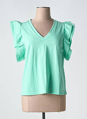 Tricou guler în v mâneci scurte verde MCM femeie