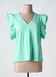 Tricou guler în v mâneci scurte verde MCM femme