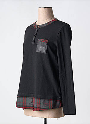 Top elasticitate mâneci lungi negru S.QUISE femeie