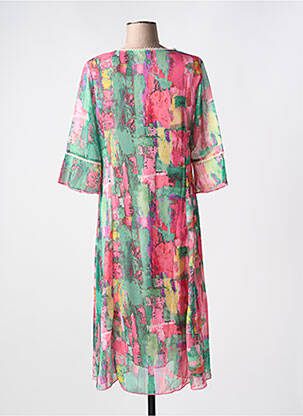 Rochie midi imprimeu fantezie mâneci lungi roz MCM femeie