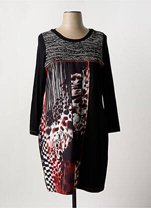 Rochie midi imprimeu fantezie mâneci lungi negru FRED SABATIER femeie