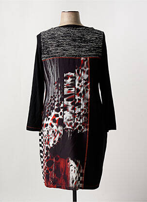 Rochie midi imprimeu fantezie mâneci lungi negru FRED SABATIER femeie