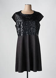 Rochie midi închidere cu fermoar la spate mâneci scurte negru DIVAS femme