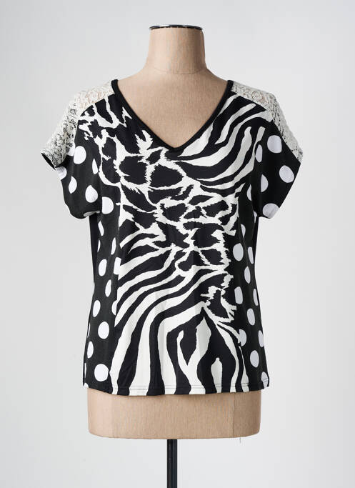 Tricou imprimeu fantezie mâneci scurte negru OLIVIER PHILIPS femme