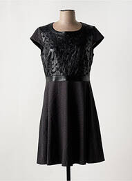 Rochie midi închidere cu fermoar la spate mâneci scurte negru DIVAS femme