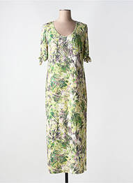 Rochie lungă imprimeu fantezie mâneci scurte verde NATHALIE CHAIZE femeie