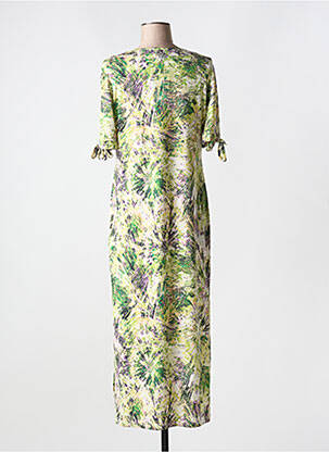 Rochie lungă imprimeu fantezie mâneci scurte verde NATHALIE CHAIZE femeie