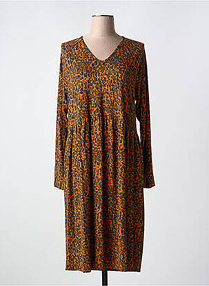 Rochie midi imprimeu fantezie mâneci lungi portocalie CISO femeie