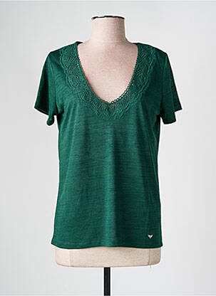 Tricou guler în v mâneci scurte verde LPB femeie