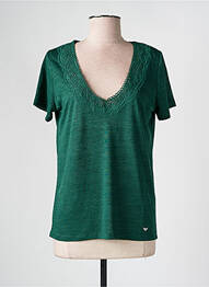 Tricou guler în v mâneci scurte verde LPB femme