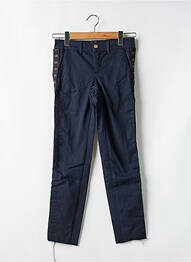 Pantalon chino țesătură poplin mărime normală albastru HAPPY femeie