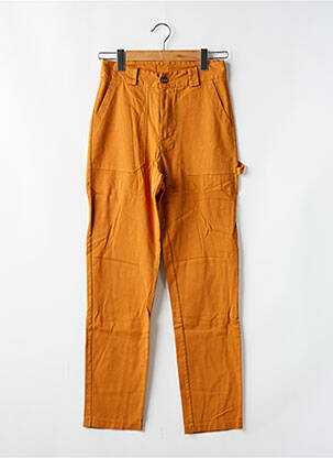 Pantalon drept țesătură crep talie înaltă portocalie #OOTD femeie