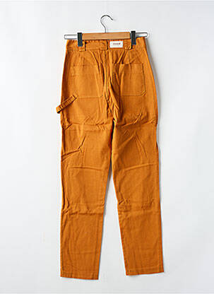 Pantalon drept țesătură crep talie înaltă portocalie #OOTD femeie