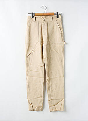 Pantalon drept talie cu cleme talie înaltă bej #OOTD femeie