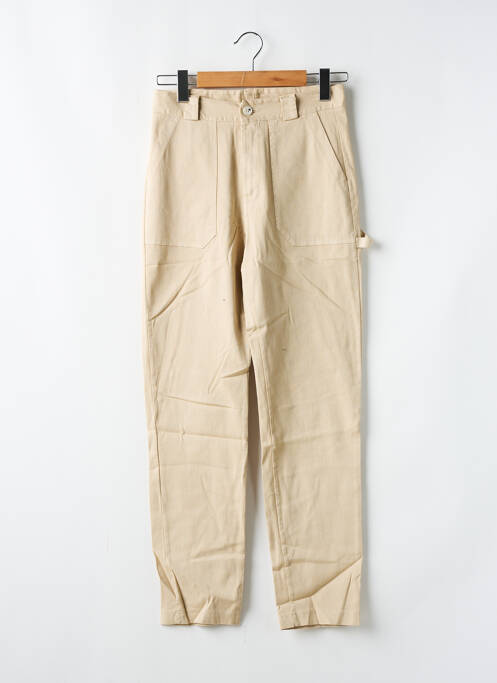 Pantalon drept bej #OOTD femeie